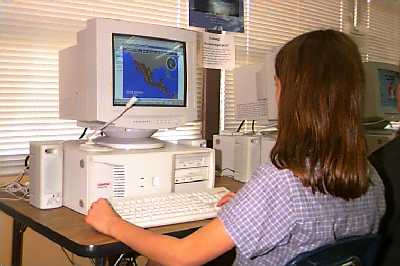 A Johnston High student in the Computer Lab.