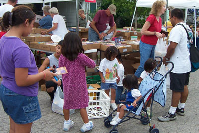 Kids Rushing to Fill Their Bag