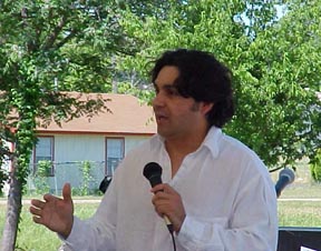 Author David Rice speaks to the crowd