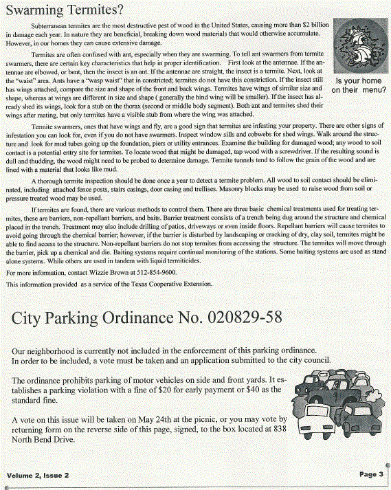 North Park Estates Newsltter page 3